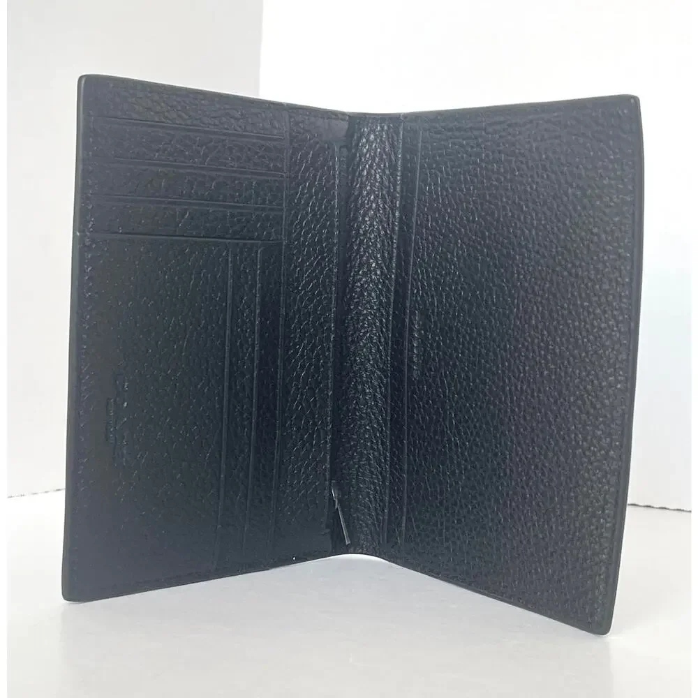 Coach CU131 Black Pebbled Calf Leather Passport Card Case